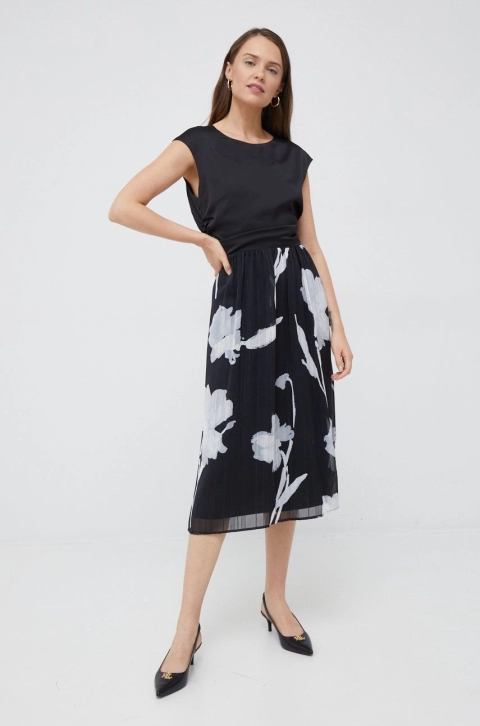 Dkny rochie culoarea negru, midi, evazati