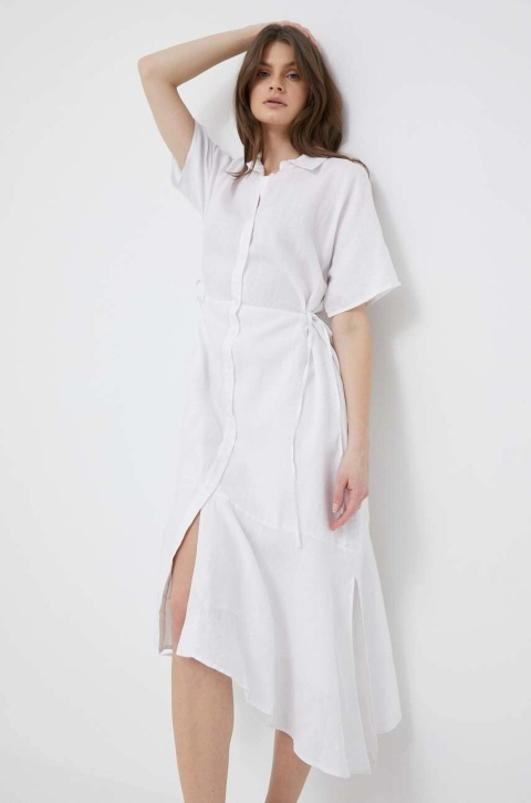 Dkny rochie din in culoarea alb, midi, evazati