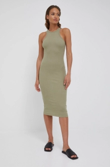 Dr. Denim rochie culoarea verde, midi, mulata