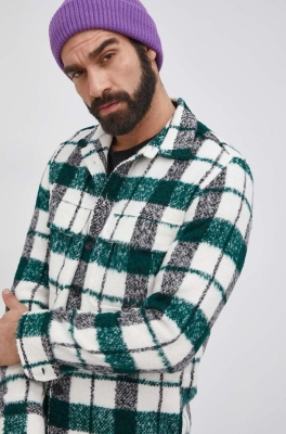 Drykorn Cămașă Seled bărbați, culoarea verde, cu guler clasic, regular