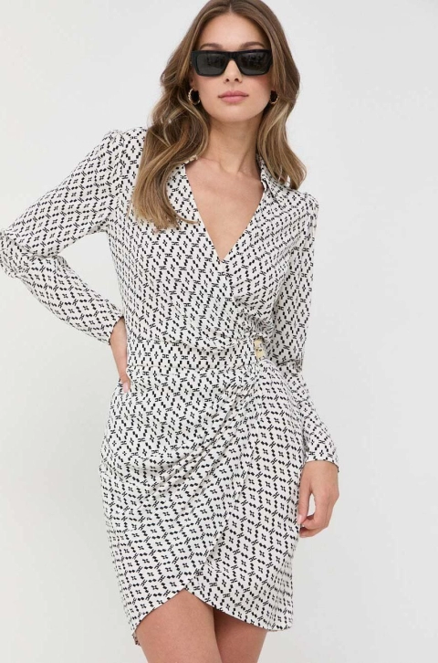 Elisabetta Franchi rochie culoarea alb, mini, drept