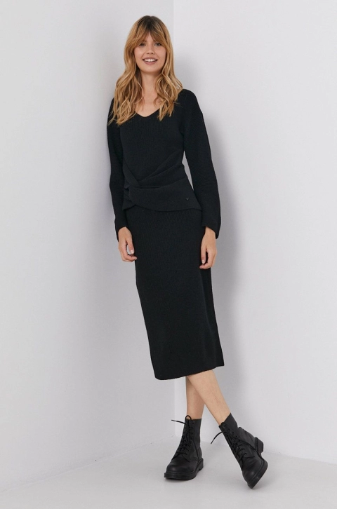Emporio Armani rochie culoarea negru, midi, evazati