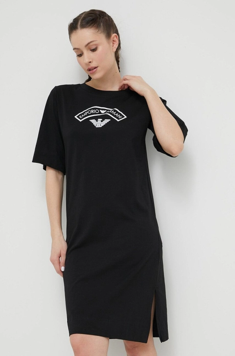 Emporio Armani Underwear cămașă de noapte din bumbac culoarea negru, bumbac