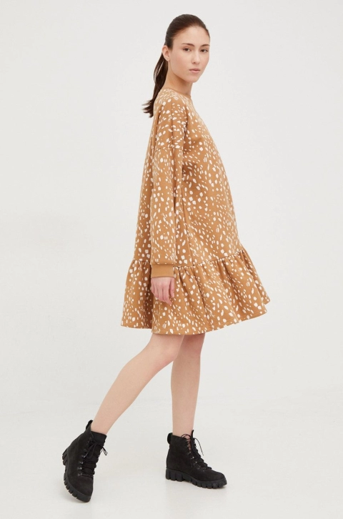 Femi Stories rochie Tabi culoarea maro, mini, oversize