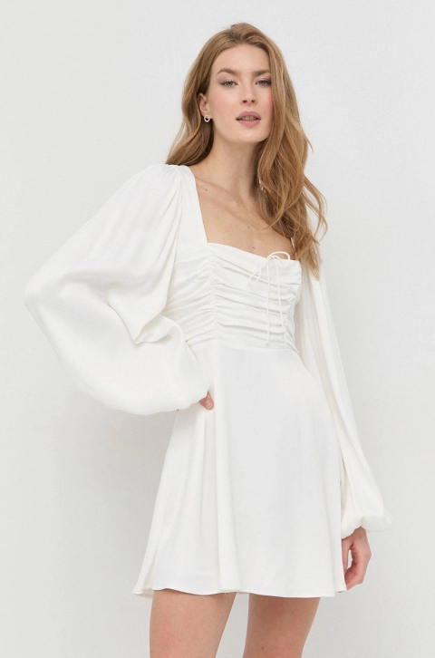 For Love & Lemons rochie culoarea alb, mini, evazati
