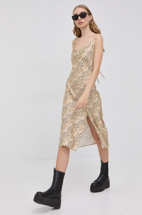 For Love & Lemons Rochie culoarea galben, midi, model drept