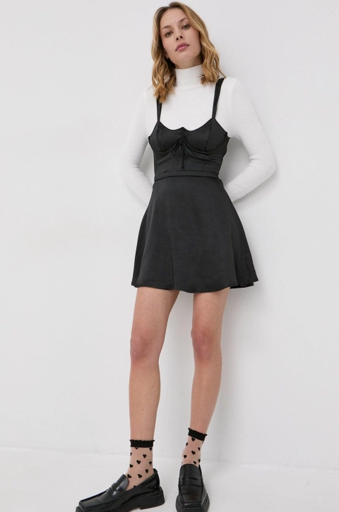For Love & Lemons rochie culoarea negru, mini, evazati