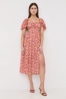 For Love & Lemons rochie culoarea rosu, midi, evazati