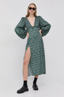 For Love & Lemons Rochie culoarea verde, midi, model drept