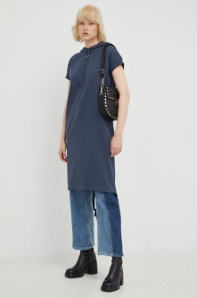 G-Star Raw rochie din bumbac culoarea albastru marin, midi, drept