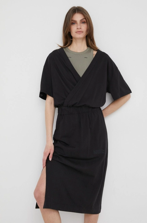 G-Star Raw rochie din bumbac culoarea negru, maxi, oversize