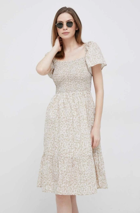 GAP rochie din bumbac culoarea bej, mini, evazati