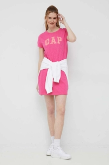 GAP rochie din bumbac culoarea roz, mini, drept