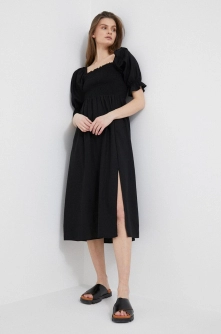 GAP rochie din in culoarea negru, midi, evazati