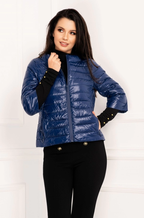 Geaca de toamna bleumarin cu maneca trei sferturi