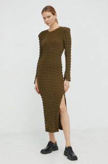 Gestuz rochie Alleny culoarea verde, midi, mulata