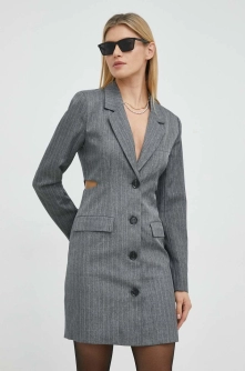 Gestuz rochie culoarea gri, mini, mulata