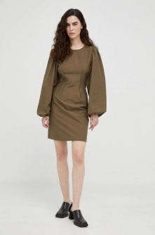 Gestuz rochie culoarea maro, mini, mulata