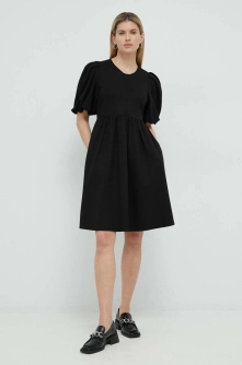 Gestuz rochie culoarea negru, mini, evazati