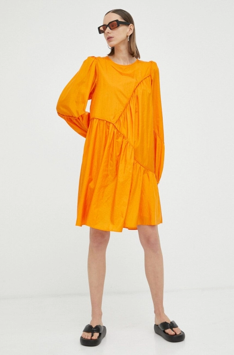 Gestuz rochie HeslaGZ culoarea portocaliu, mini, oversize