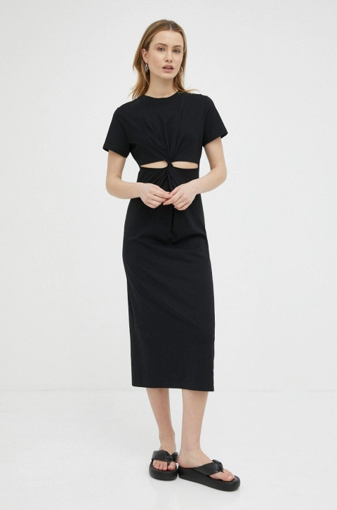 Herskind rochie din bumbac Zach culoarea negru, maxi, drept