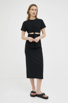 Herskind rochie din bumbac Zach culoarea negru, maxi, drept
