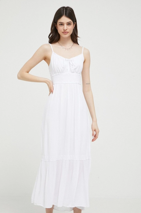 Hollister Co. rochie culoarea alb, midi, evazati