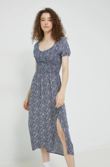 Hollister Co. rochie culoarea albastru marin, midi, evazati