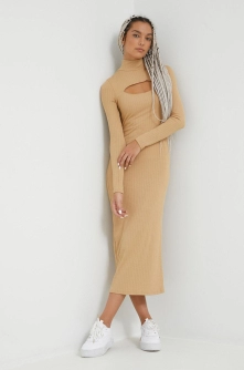 Hollister Co. rochie culoarea bej, midi, mulata