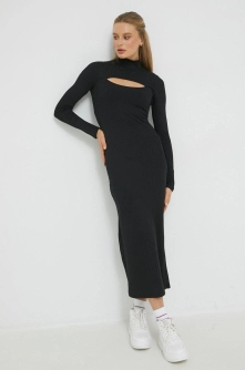 Hollister Co. rochie culoarea negru, midi, mulata