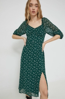 Hollister Co. rochie culoarea verde, midi, evazati