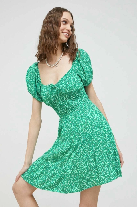 Hollister Co. rochie culoarea verde, mini, evazati