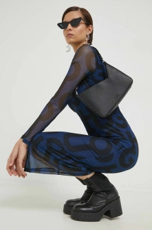 HUGO rochie culoarea albastru marin, midi, mulata