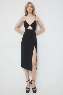 HUGO rochie culoarea negru, midi, mulata