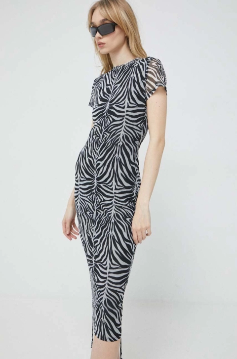 HUGO rochie culoarea negru, midi, mulata