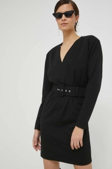 HUGO rochie culoarea negru, mini, drept