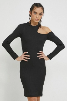HUGO rochie culoarea negru, mini, mulata