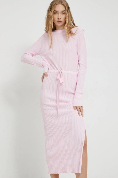 HUGO rochie culoarea roz, maxi, drept
