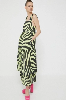 HUGO rochie culoarea verde, maxi, evazati