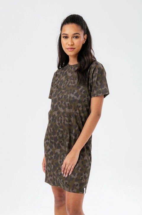 Hype rochie din bumbac culoarea maro, mini, oversize