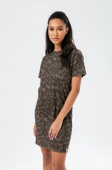 Hype rochie din bumbac culoarea maro, mini, oversize