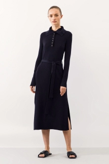 Ivy & Oak Rochie culoarea albastru marin, midi, mulat