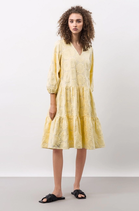 Ivy & Oak rochie din bumbac culoarea bej, mini, evazati