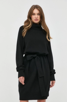 Ivy Oak rochie din lana culoarea negru, mini, drept