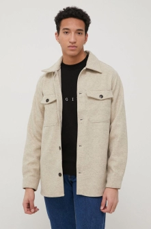 Jack & Jones camasa barbati, culoarea gri, cu guler clasic, regular
