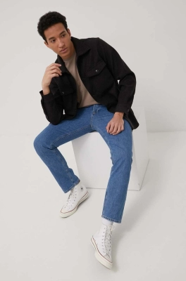 Jack & Jones camasa barbati, culoarea negru, cu guler clasic, relaxed