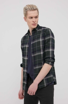 Jack & Jones camasa din bumbac barbati, culoarea verde, cu guler button-down, regular
