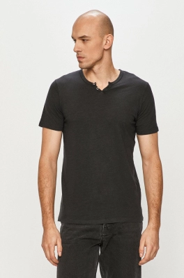 Jack & Jones Tricou culoarea negru, material neted
