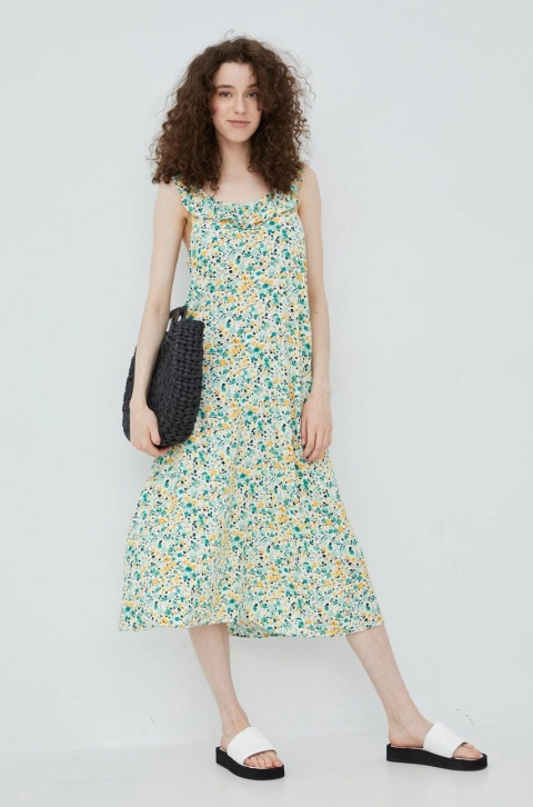 JDY rochie culoarea bej, midi, drept