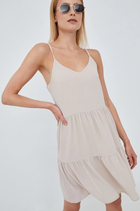 JDY rochie culoarea bej, mini, evazati
